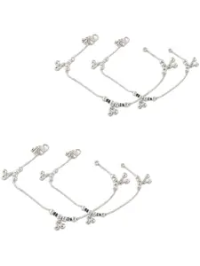 Heer Collection Set Of 2 Silver-Plated Anklets