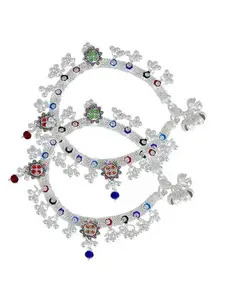 MEMOIR Silver-Plated Stone Studded Garden Look Anklet