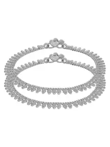 MEMOIR Silver-Plated Mangalkalash Design Bridal Anklet