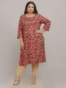 Fashion Zest Plus Size Printed Round Neck Straight Kurta