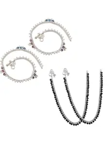 Heer Collection Set of 2 Silver-Plated Anklets