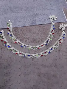 MEMOIR Silver-Plated CZ Studded Anklet