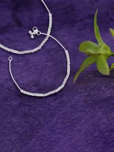 Heer Collection Set Of 2 Silver-Plated Beaded Anklet