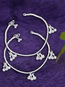Heer Collection Set Of 2 Silver-Plated Anklets