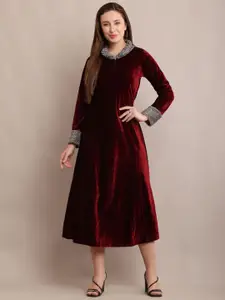 Raabta Fashion Women Mandarin Collar A-Line Dress