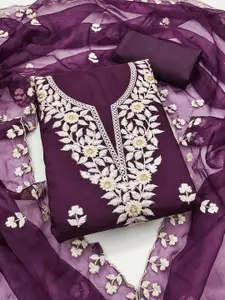 Panzora Floral Embroidered Thread Work Unstitched Dress Material