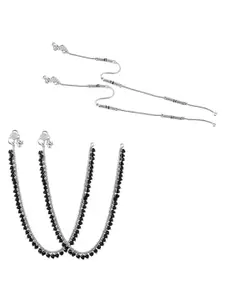 Heer Collection Set Of 2 Silver-Plated Anklet