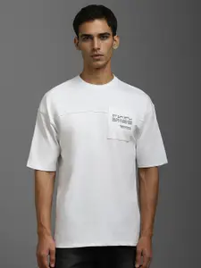 Louis Philippe Jeans Men Typography Printed Round Neck Cotton Oversized T-shirt