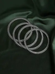 Anouk Set Of 4 Silver Plated Oxidised Bangles