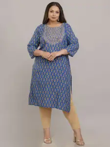 Fashion Zest Women Plus Size Floral Printed Straight Kurta