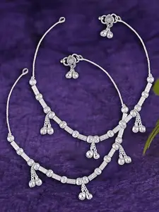 Heer Collection Set of 2 Silver-Plated Anklets