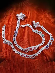 Heer Collection Set of 2 Silver-Plated Anklets