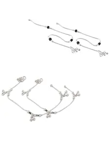 Heer Collection Set Of 2 Silver-Plated Anklet