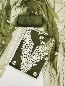 Panzora Floral Embroidered Thread Work Unstitched Dress Material