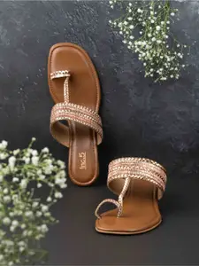 Inc 5 Women Embellished Ethnic Wedge Heels Sandals