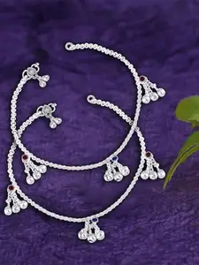 Heer Collection Set Of 2 Silver-Plated Anklet