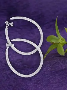 Heer Collection Set Of 2 Silver-Plated Anklets
