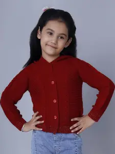 JoE Hazel Girls Self Design Sweater Vest