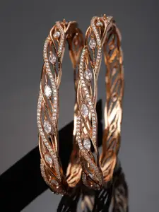 Anouk Set Of 2 Gold Plated Stone-Studded Bangles