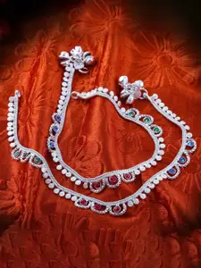 Heer Collection Set Of 2 Silver-Plated Anklet