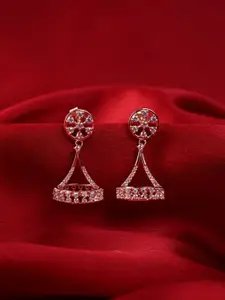 Clara Jhumkas 92.5 Sterling Silver Rose Gold-Plated Cubic Zirconia Earrings