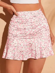 Stylecast X Slyck Floral Printed Flared Mini Skirt