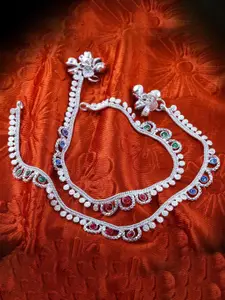 Heer Collection Set Of 2 Silver-Plated Anklets