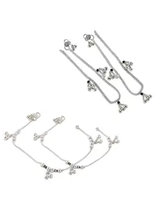 Heer Collection Set Of 2 Silver-Plated Anklets