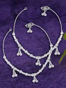 Heer Collection Set Of 2 Silver-Plated Anklets