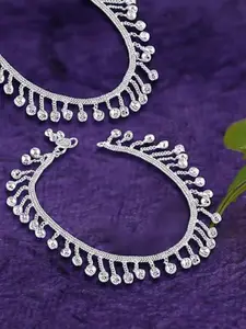 Heer Collection Set Of 2 Silver-Plated Anklets