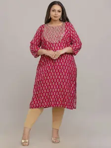Fashion Zest Women Plus Size Printed Straight Kurta