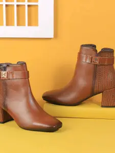 Mochi Women Casual Square Toe Block-Heeled Regular Boots