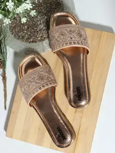 AROOM Women One Toe Flats with Western Embellished