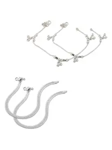Heer Collection Set of 2 Silver-Plated Anklets