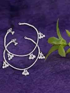 Heer Collection Set Of 2 Silver-Plated Anklets