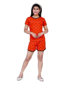INDIA FASHION FAB Girls Printed Pure Cotton T-Shirt with Shorts