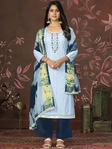 Maroosh Floral Embellished Beads and Stones Unstitched Dress Material