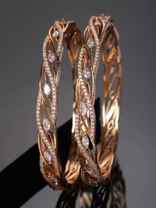 Anouk Set Of 2 Gold Plated Stone-Studded Bangles