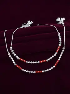 MEMOIR Silver-Plated Beaded Meenakari Payal Pajeb Anklet