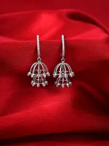Clara 92.5 Sterling Silver Rhodium-Plated Cubic Zirconia Jhumkas Earrings