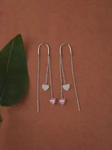 Clara 92.5 Sterling Silver Heart Shaped Cubic Zirconia Drop Earrings