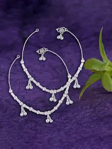 Heer Collection Set Of 2 Silver-Plated Anklets