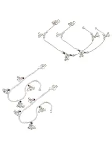 Heer Collection Set Of 2 Silver-Plated Anklets