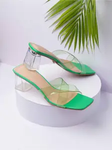 Inc 5 Women Square Toe Transparent Party Block Heels