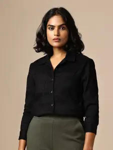 Chemistry Women Spread Collar Textured Casual Shirt