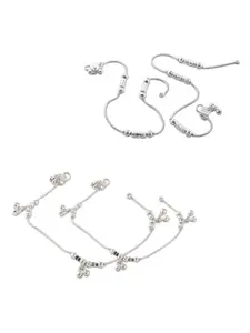 Heer Collection Set Of 2 Silver-Plated Beaded Anklets