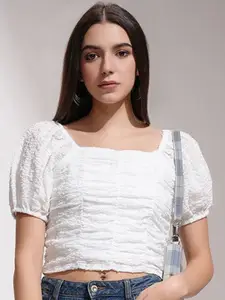 Tokyo Talkies Women Self Design Crop Top