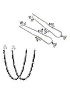 Heer Collection Set Of 2 Silver-Plated Anklet