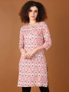 V-Mart Round Neck Ethnic Motifs Printed Straight Kurta