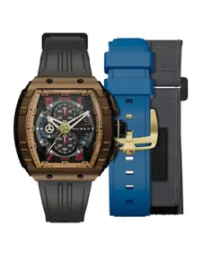 NUBEO Men Brass Dial & Straps Analogue Chronograph Watch NB-6024-0P